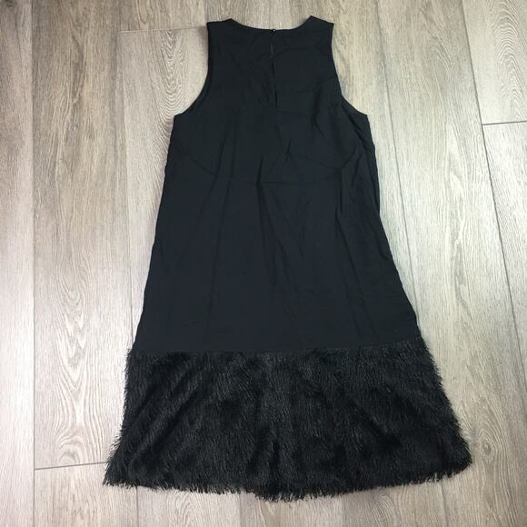Rachel Rachel Roy Sleeveless Faux Fur Trim Shift Mini Dress Black Small - Picture 2 of 8